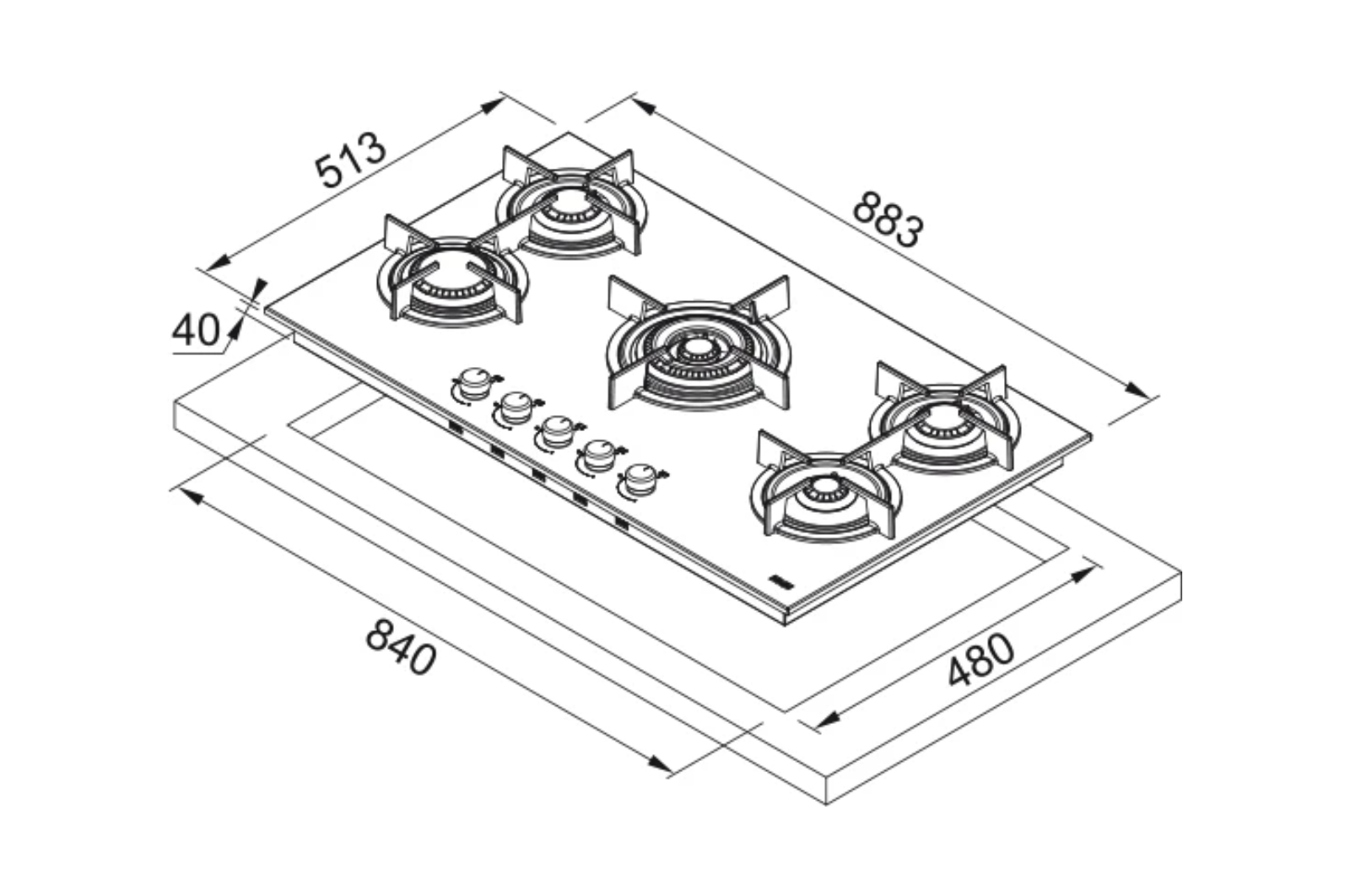 FRANKE BUILT-IN GAS HOB 90CM - FHCR 905 4G TC HE XA