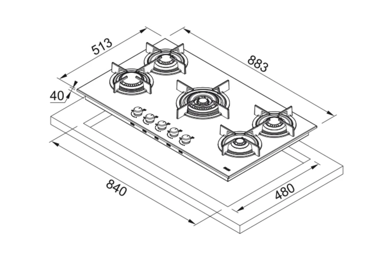 FRANKE BUILT-IN GAS HOB 90CM - FHCR 905 4G TC HE XA - Image 2