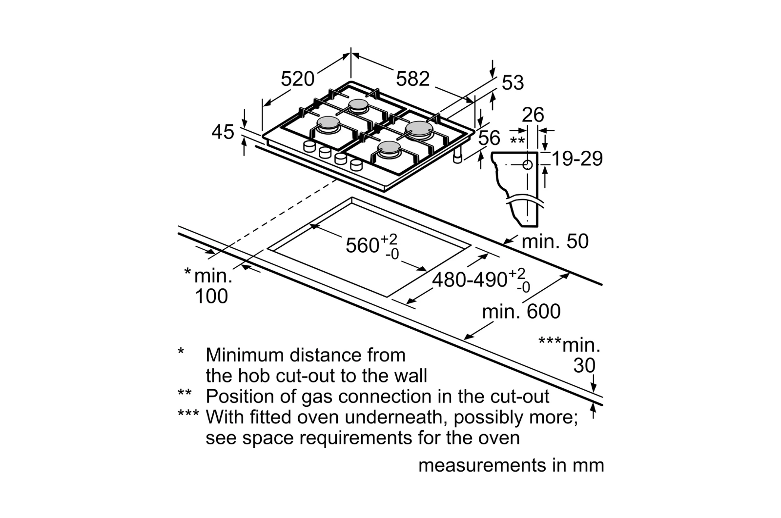 BOSCH BUILT-IN GAS HOB 60CM - PCP6A6B90