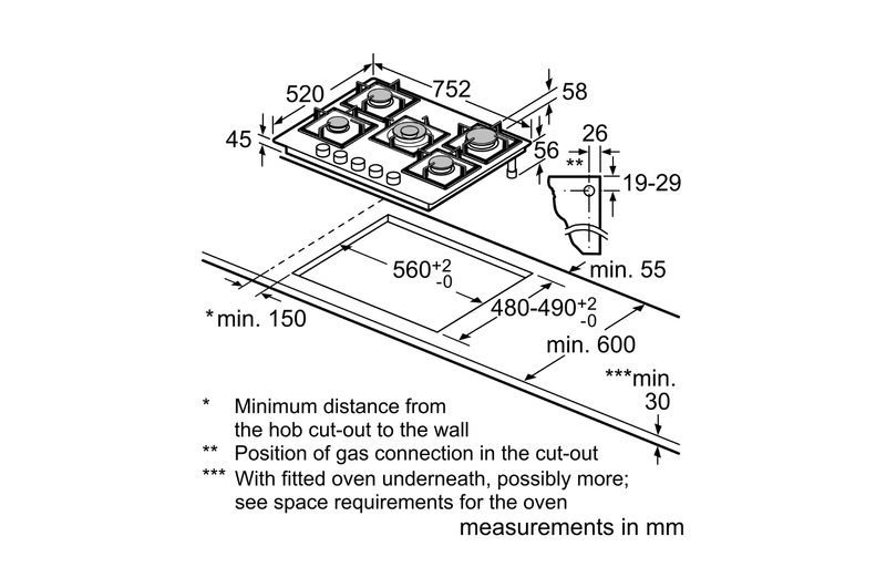 BOSCH BUILT-IN GAS HOB 75CM - PPQ7A6B20 - Image 3