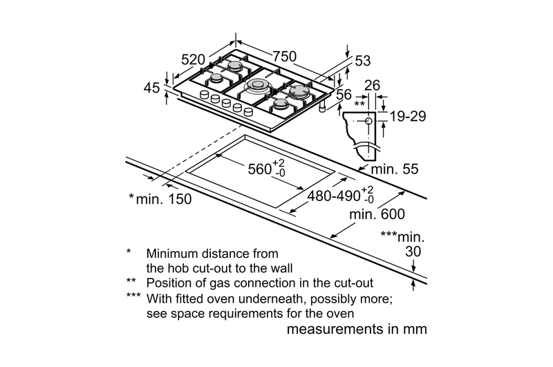 BOSCH BUILT-IN GAS HOB 75CM - PCQ7A5B90 - Image 3