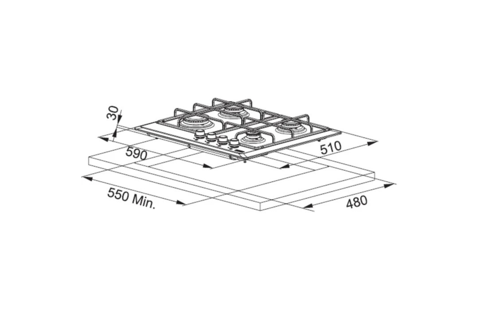 FRANKE BUILT-IN GAS HOB 60CM - FHMR 604 4G XS E