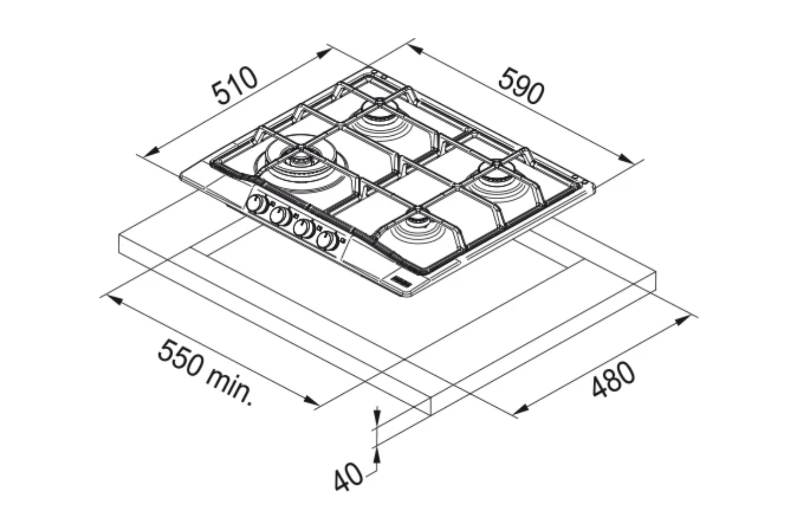 FRANKE BUILT-IN GAS HOB - FHTL