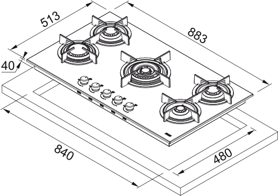FRANKE BUILT-IN GAS HOB 90CM - FHCR 905 4G TC HE XA - Image 2