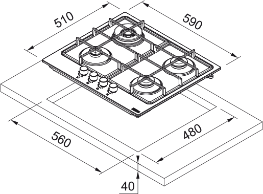 FRANKE BUILT-IN GAS HOB 60CM - FHSM 604 3G DC XS C - Image 3