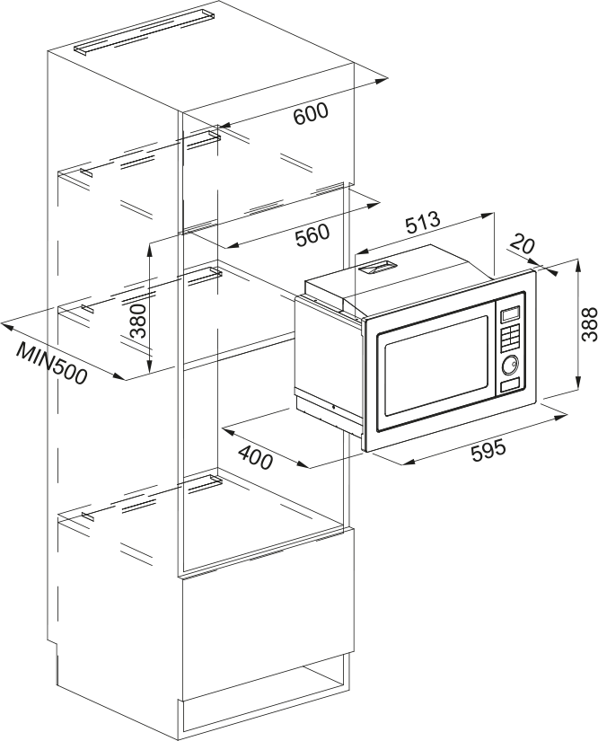 FRANKE BUILT-IN MICROWAVE WITH GRILL 60CM 25L - FMW 250 CR2 G BK - Image 2