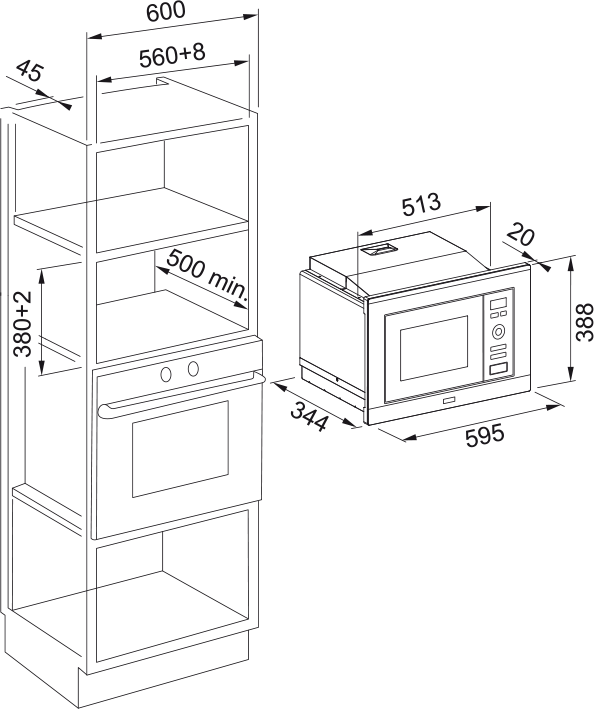 FRANKE BUILT-IN MICROWAVE WITH GRILL 60CM 20L - FSL 20 MW XS - Image 2
