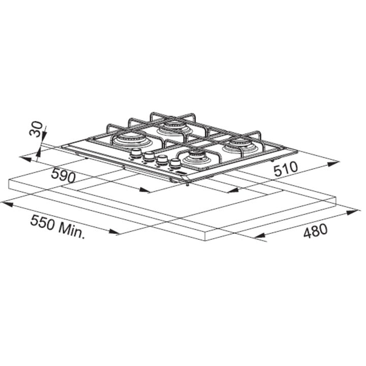 FRANKE BUILT-IN GAS HOB 60CM - FHMR 604 4G XS E - Image 5